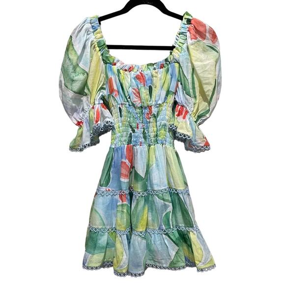 Charo Ruiz Giulia Short Dress Barbary Print Blue Multicolored Size Medium - Picture 7 of 9